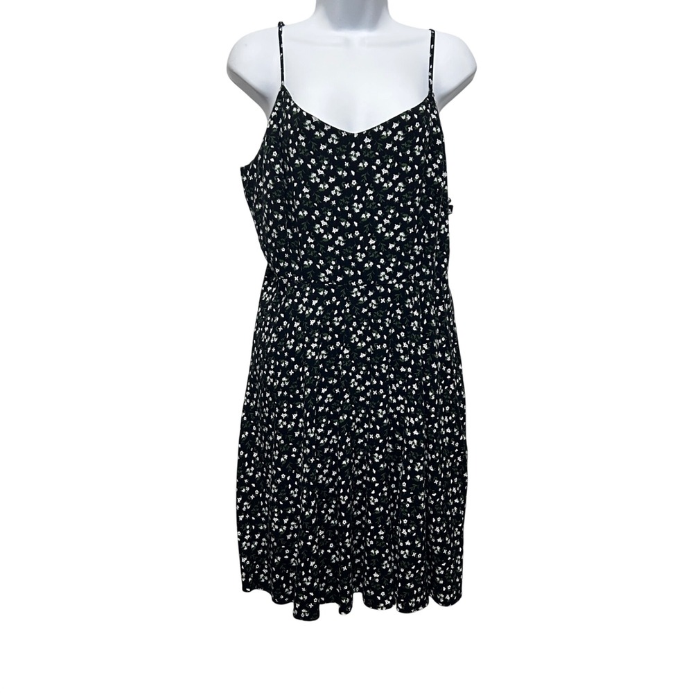 Old Navy Women Cottage Boho Floral Sundress‎ XL Black Smocked Back Indie Whimsy